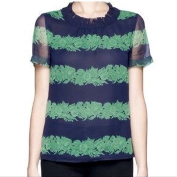 J.Crew Silk Floral Striped Top, 6 - Picture 2 of 8